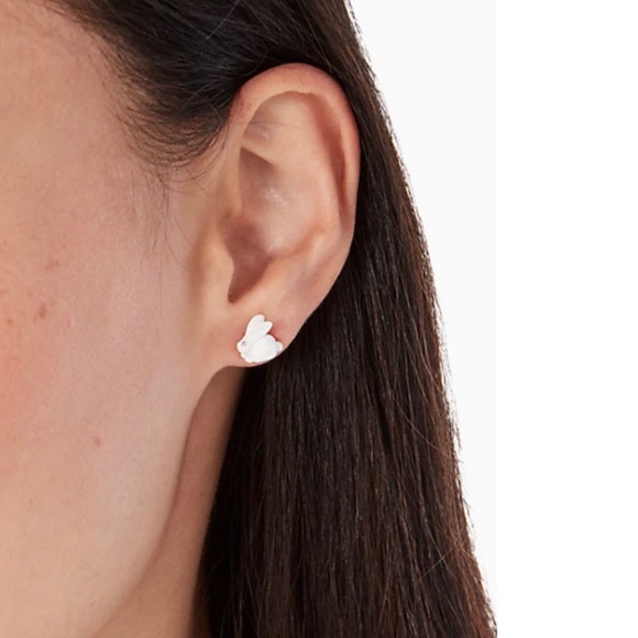 🆕 Kate Spade ♠️ New York Forest Party White Rabbit Stud Earrings NWT New! - Picture 2 of 6